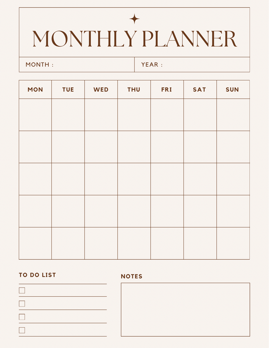Monthly Planner Digital Download